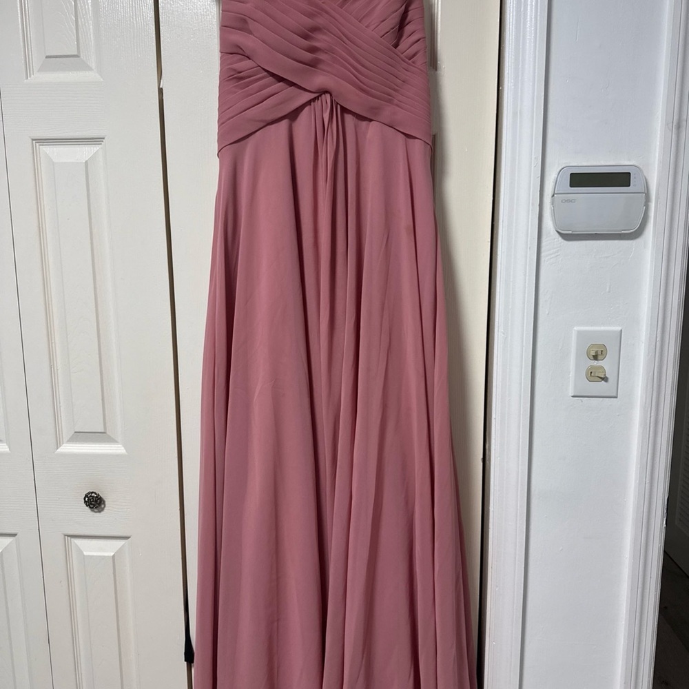 Allure Bridals Dusty Rose Strapless Pleated Maxi Gown A-13